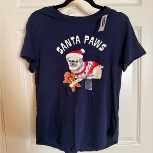 Old Navy Dark Blue Santa Paws Tee